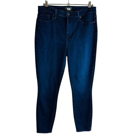 Paige Womans Sz 32 14 Hoxton Ankle Skinny Blue Jeans Pockets Stretch - Picture 1 of 9